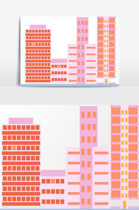 扁平化红色建筑元素