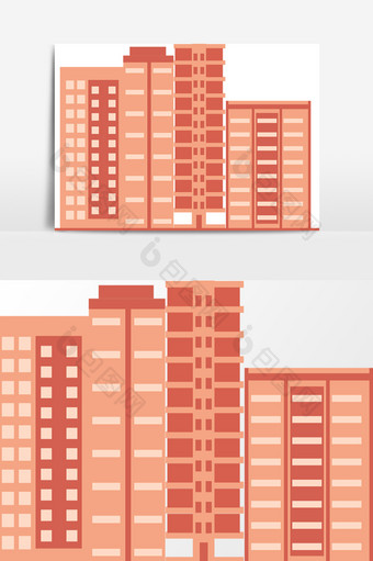扁平化红色建筑线描元素图片