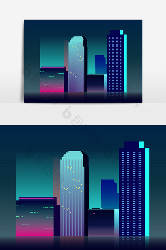扁平化蓝色建筑设计元素图片