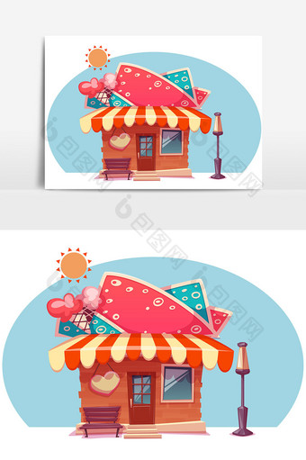 扁平化卡通红色房子元素图片