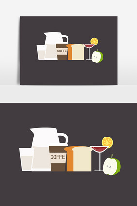 卡通咖啡食品元素