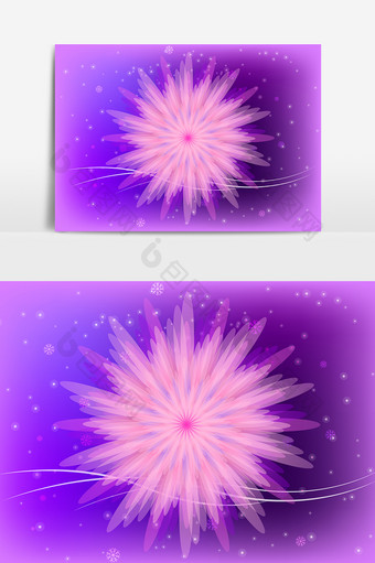 紫色炫丽大花元素图片