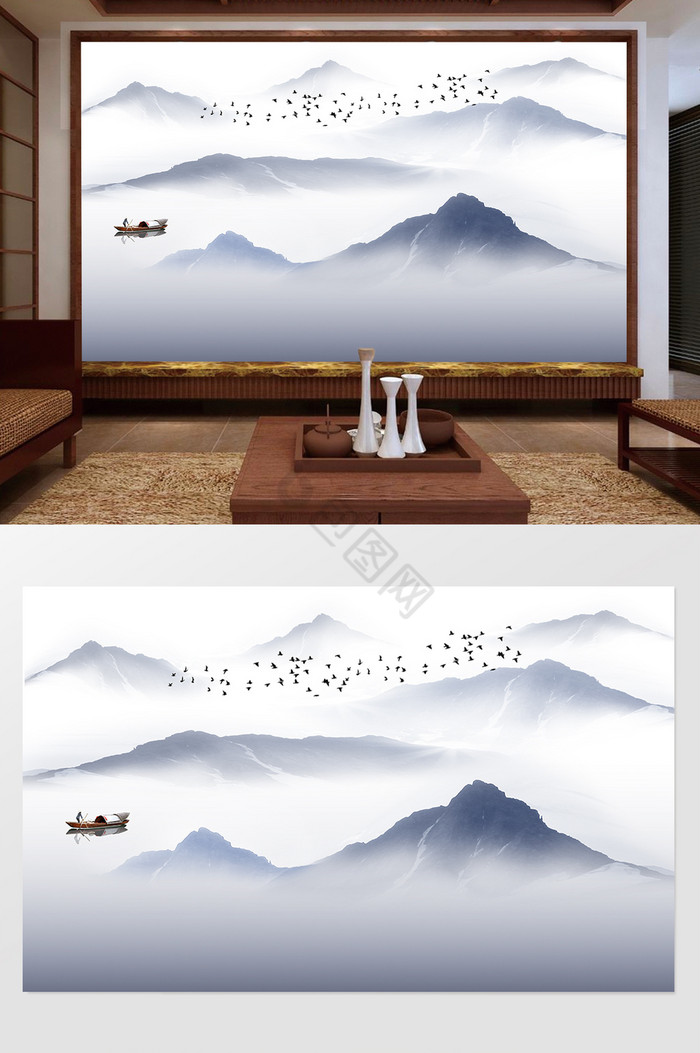 中式艺术抽象背景墙图片