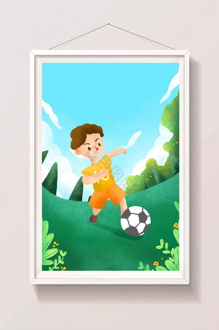 踢足球插画图片