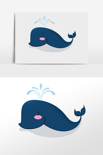 卡通手绘海洋生物鲸鱼蓝鲸元素图片