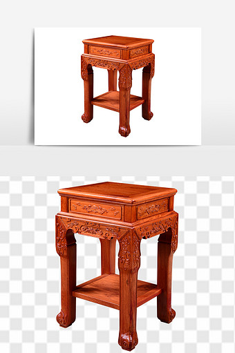 中式红木方桌元素图片