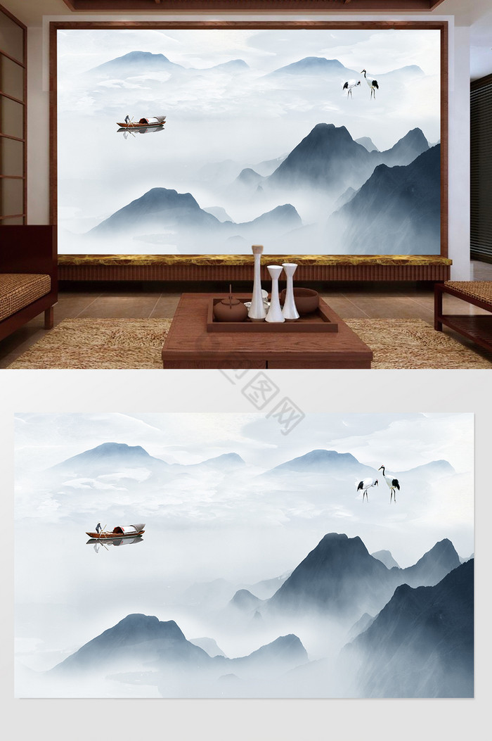 新中式写意山水风景图片