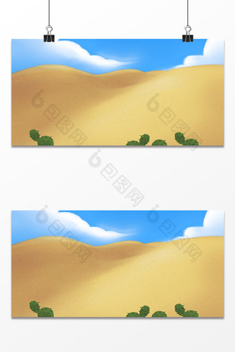 沙漠仙人掌天空白云背景图片