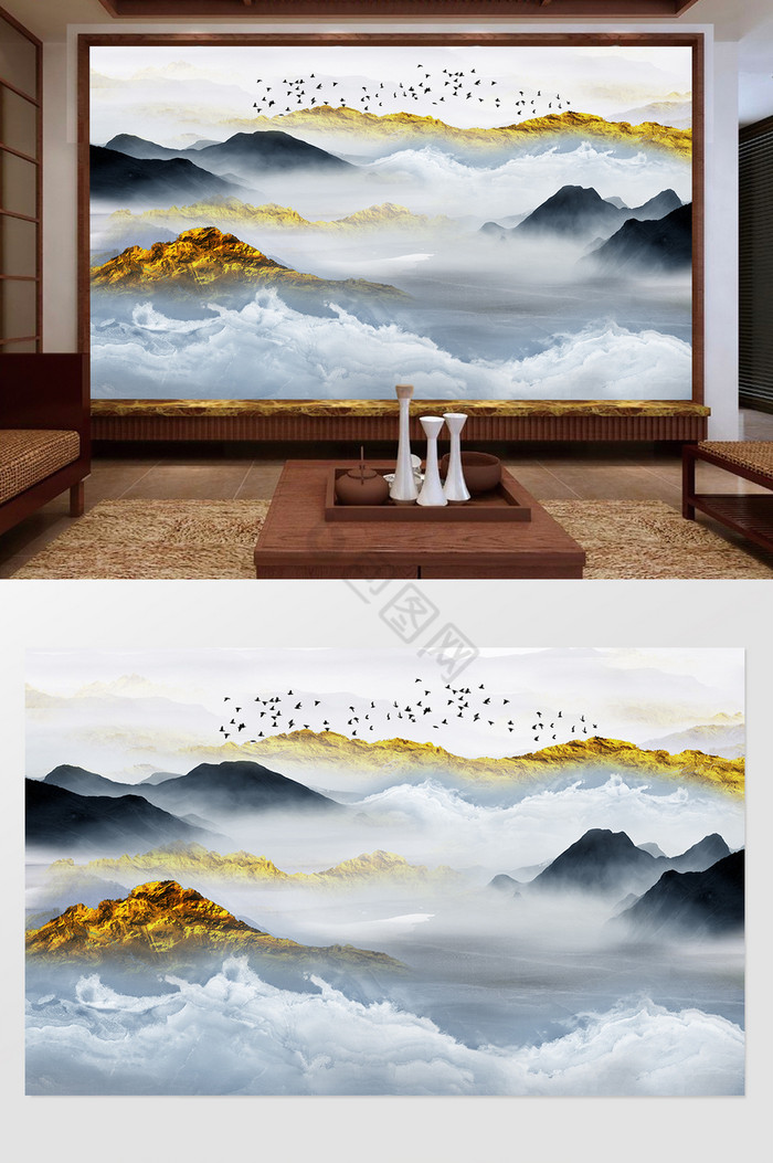 金色山水图片-金色山水素材免费下载-包图网