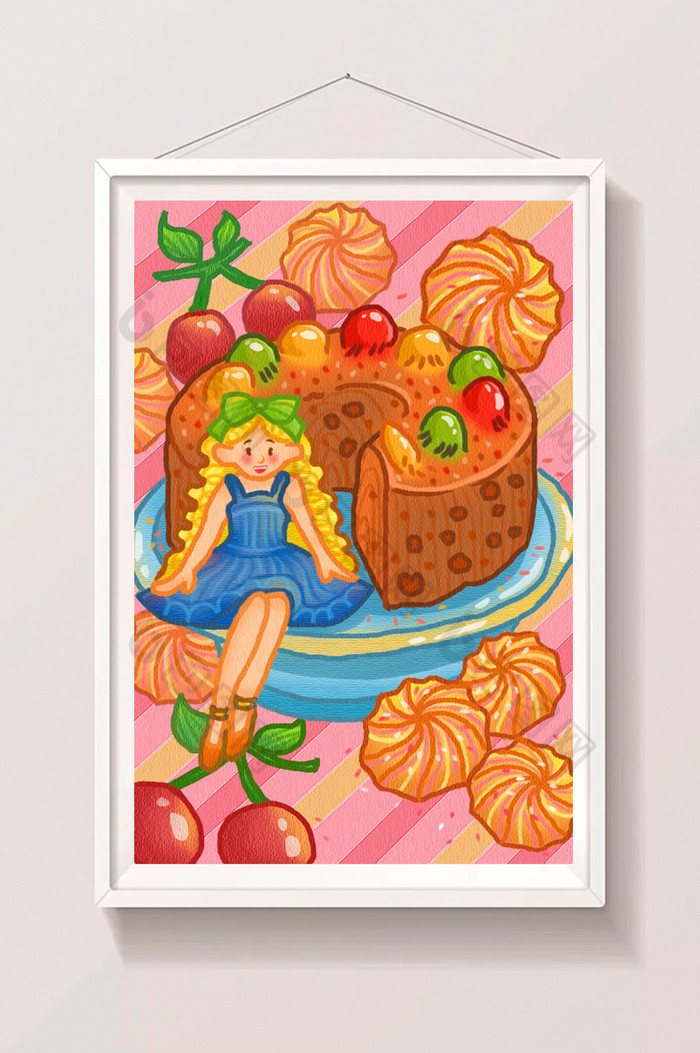 食物糕点面包曲奇人物插画