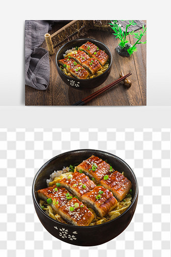 蒲烧鳗鱼饭料理元素图片