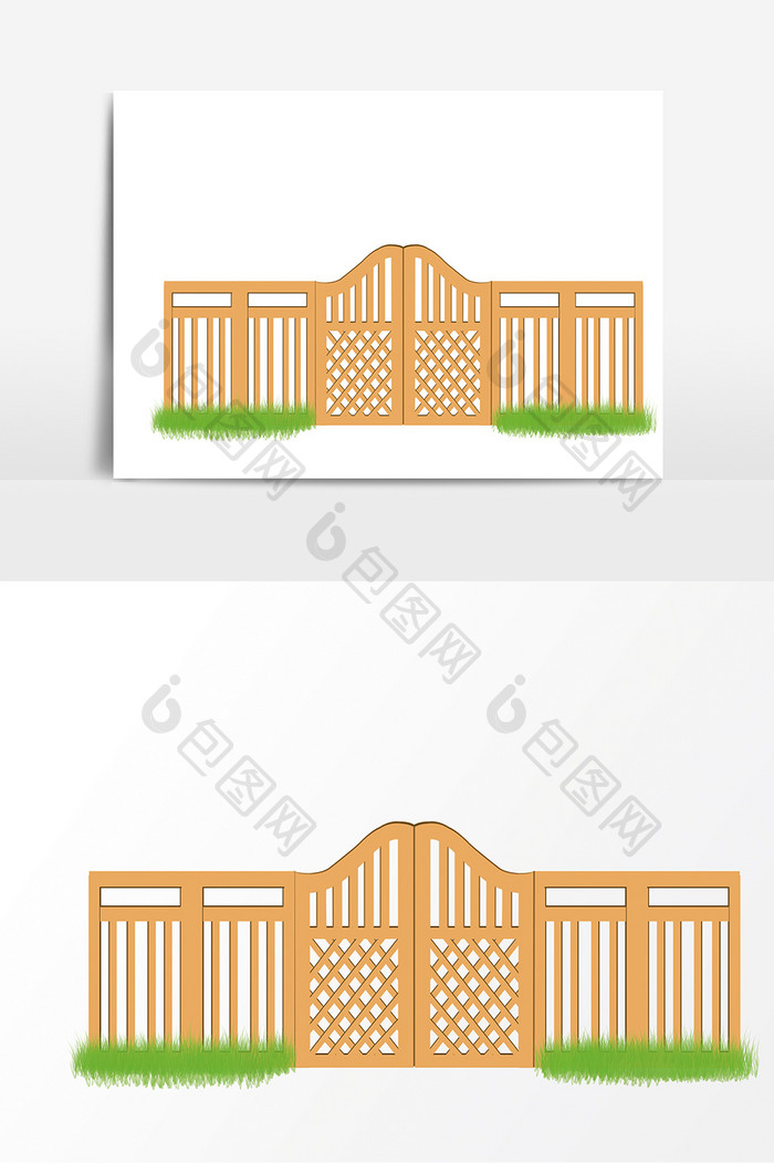 简洁田园风木板护栏元素
