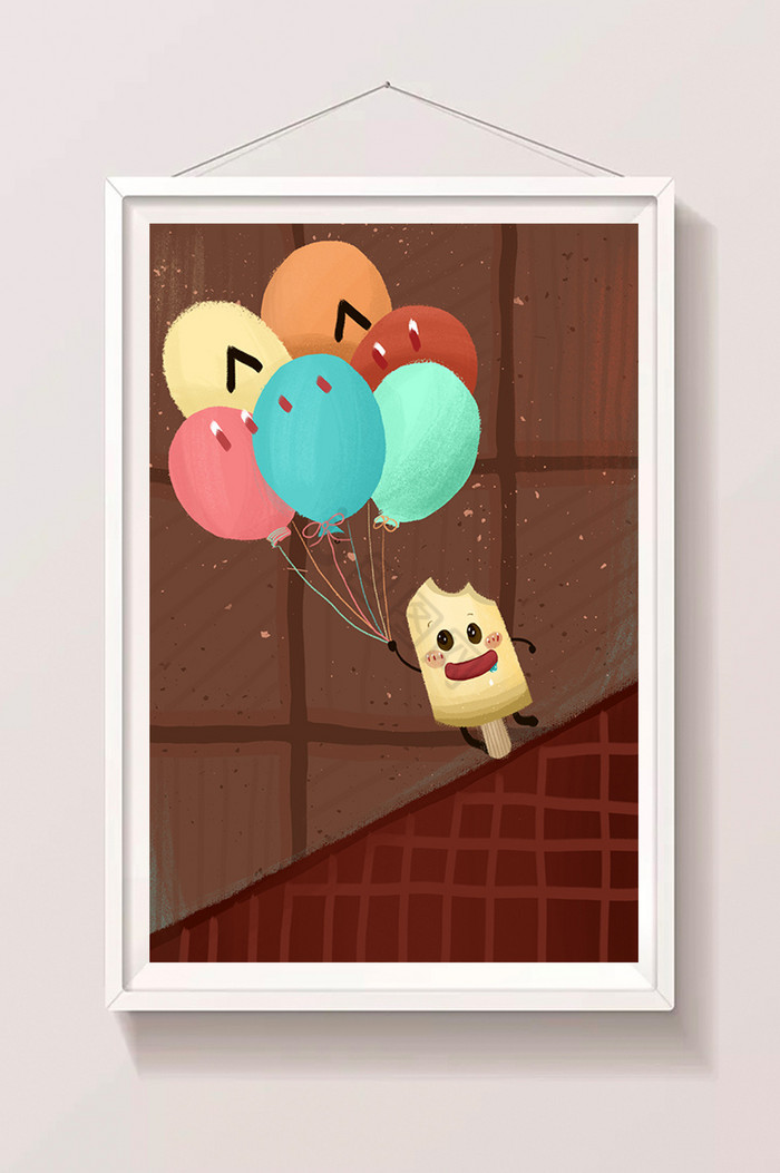 冰糕气球插画图片