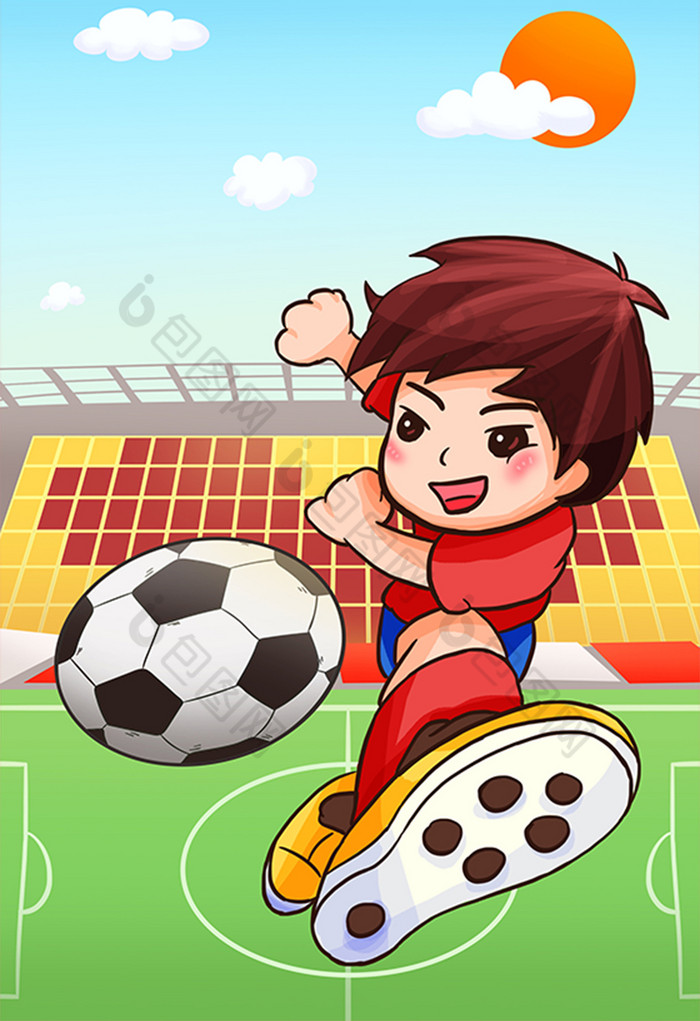 2018俄罗斯世界杯足球比赛插画