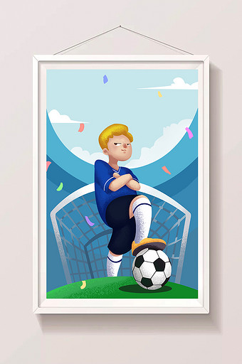 创意足球运动员插画图片