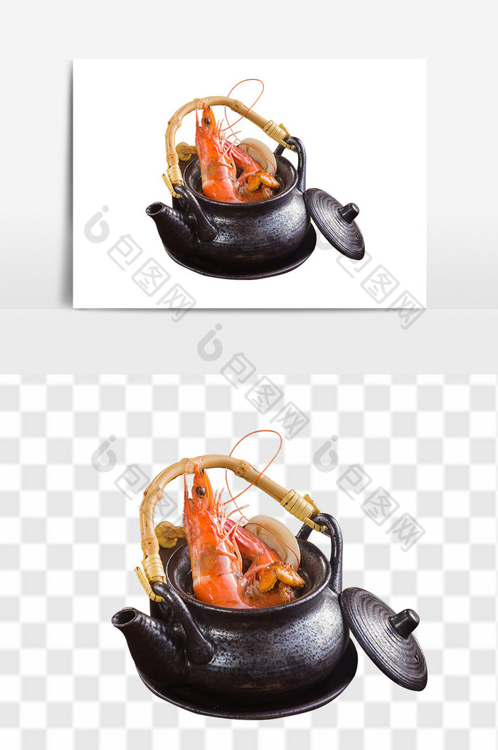 松茸海鲜汤料理元素