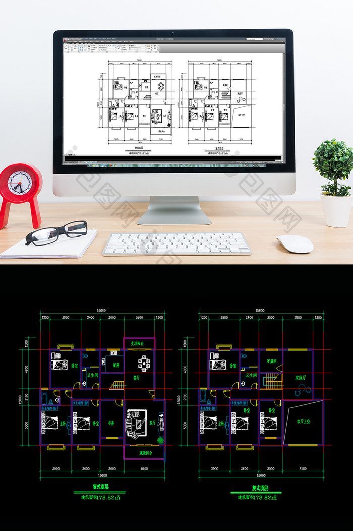 复式178平米CAD户型图纸