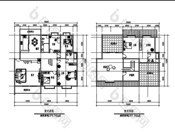 CAD户型图 复式177米