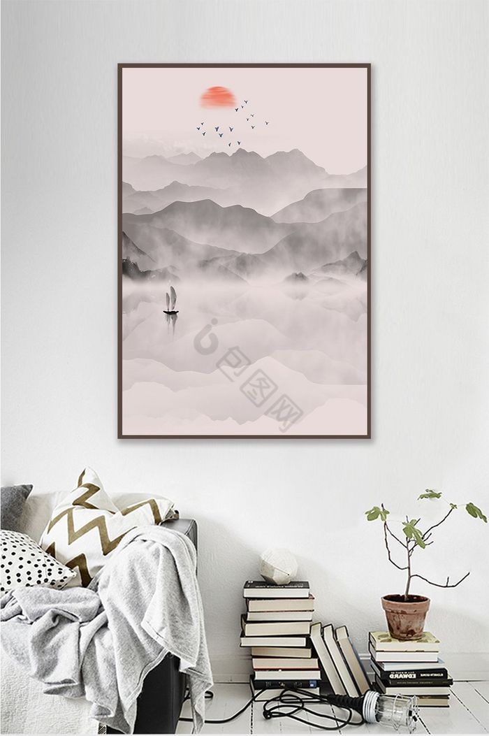 新中式抽象山水装饰画图片