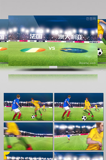 世界杯足球比赛卡通动画和字幕条AE模板图片