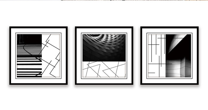 抽象黑白风建筑几何客厅现代创意装饰画