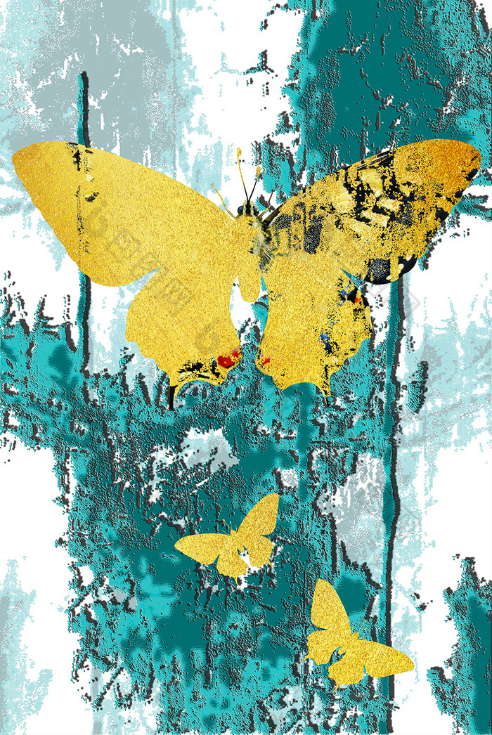 现代抽象蝴蝶装饰画一联