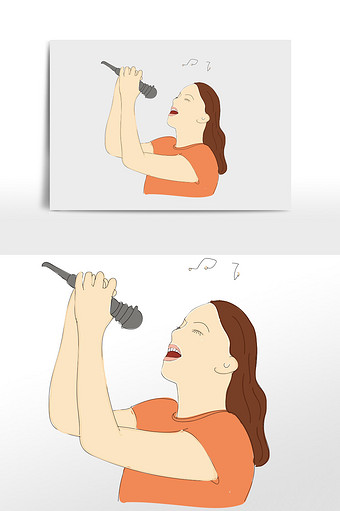 卡通可爱唱歌女孩元素.图片
