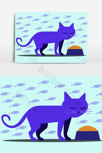 卡通立体猫设计元素图片