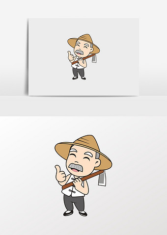 卡通戴草帽的老农夫农民形像图片下载