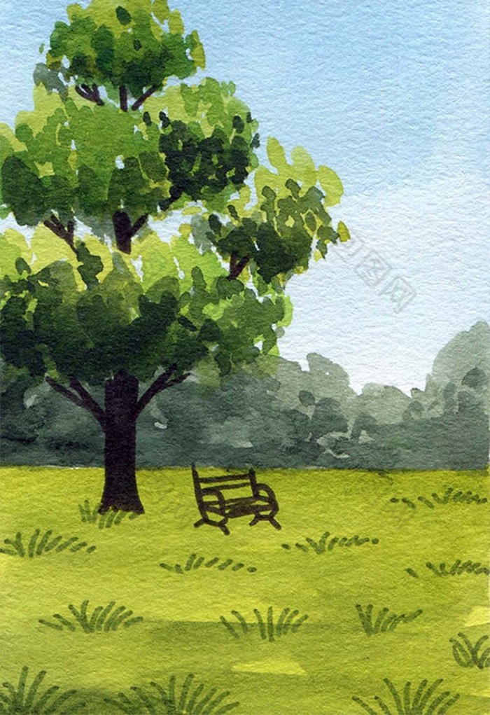 大树图片风景图片相似绿色图片推荐大暑节气夏天女孩西瓜儿童插画图片