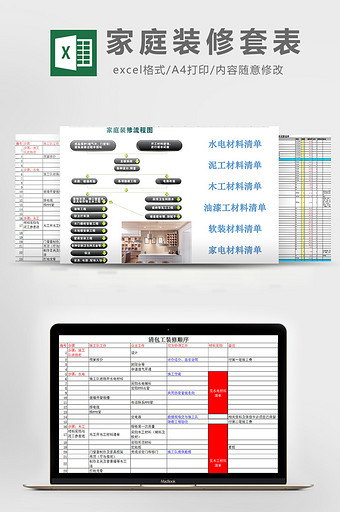 家庭装修套表excel模板图片