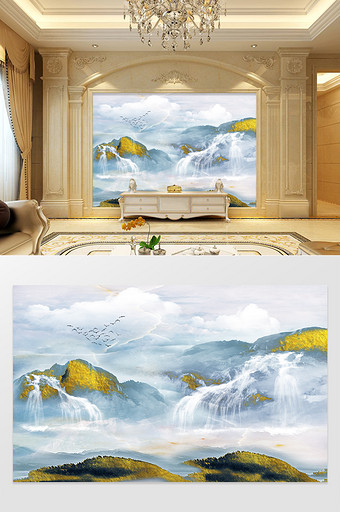 新中式背景墙抽象艺术背景墙图片