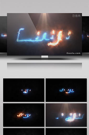 电流光效描绘轮廓动画logo片头AE模板图片