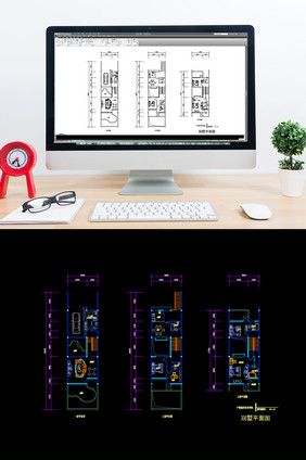 三层别墅户型图CAD图纸