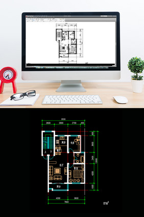 一室一厅建筑87米CAD户型图纸