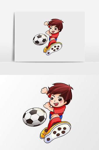 卡通漫画踢足球的男孩图片