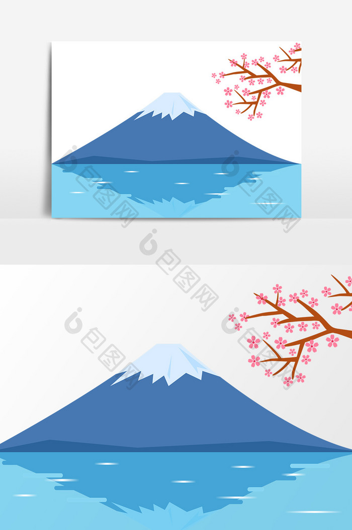 日本旅游富士山插图手绘卡通矢量元素