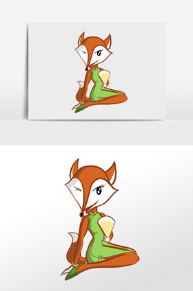卡通妩媚狐狸插画元素