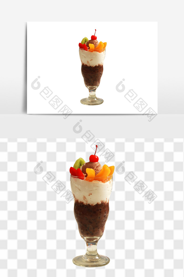 雪球红豆冰港式甜品雪糕素材