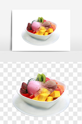 杂果雪球捞港式美食甜品素材图片