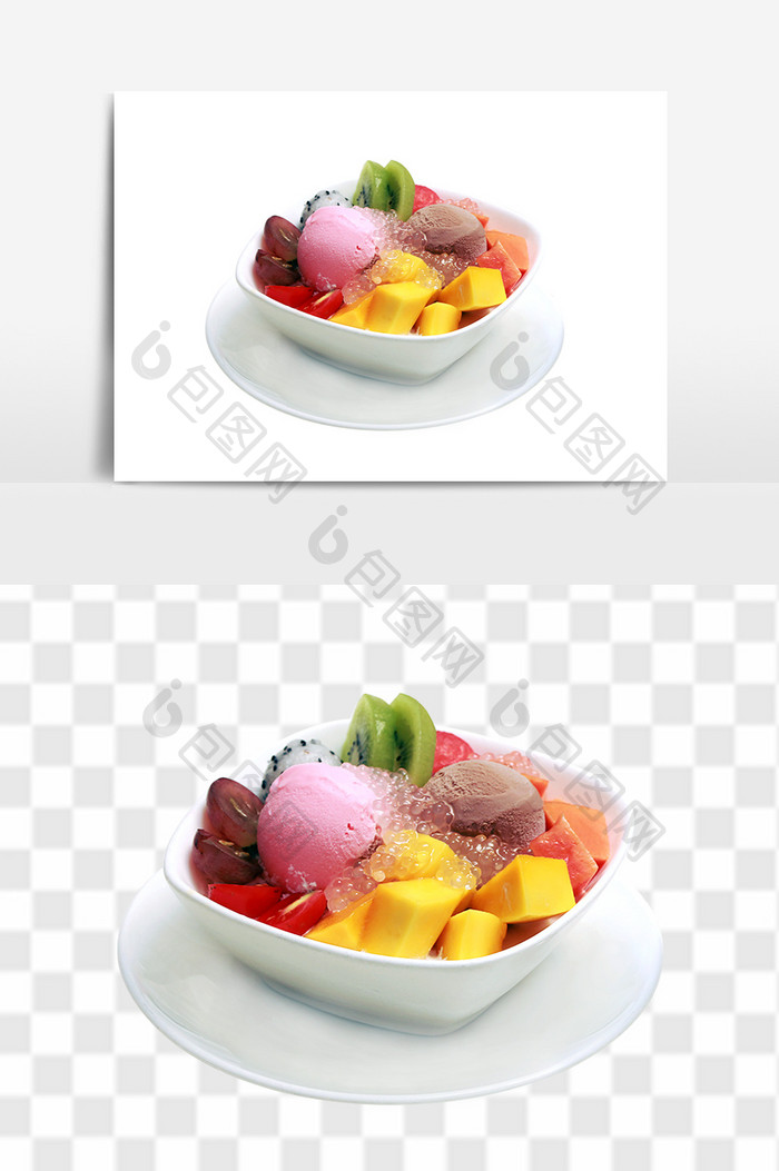 杂果雪球捞港式美食甜品素材
