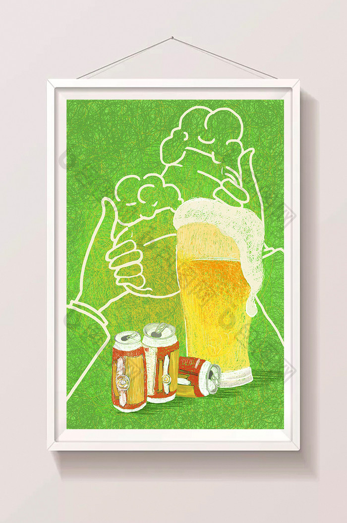 创意饮料啤酒杯插画