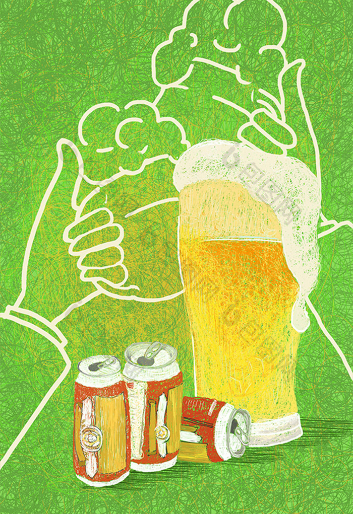 创意饮料啤酒杯插画