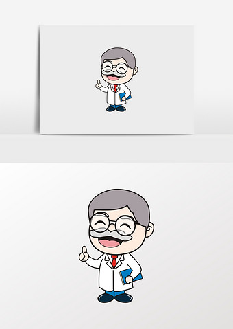 卡通教授老博士科学家形像图片下载