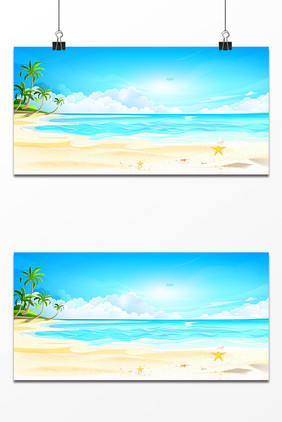 夏天清新沙滩设计背景图