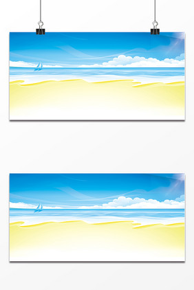 文艺清新沙滩设计背景图