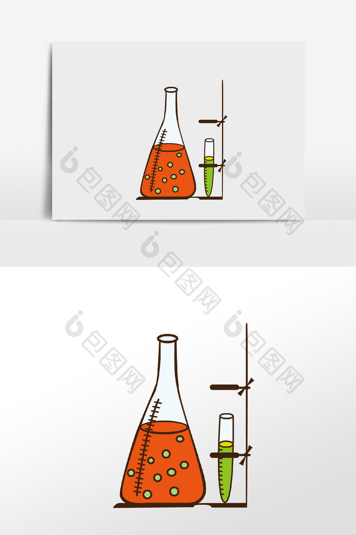 手绘学习用品试管化学实验