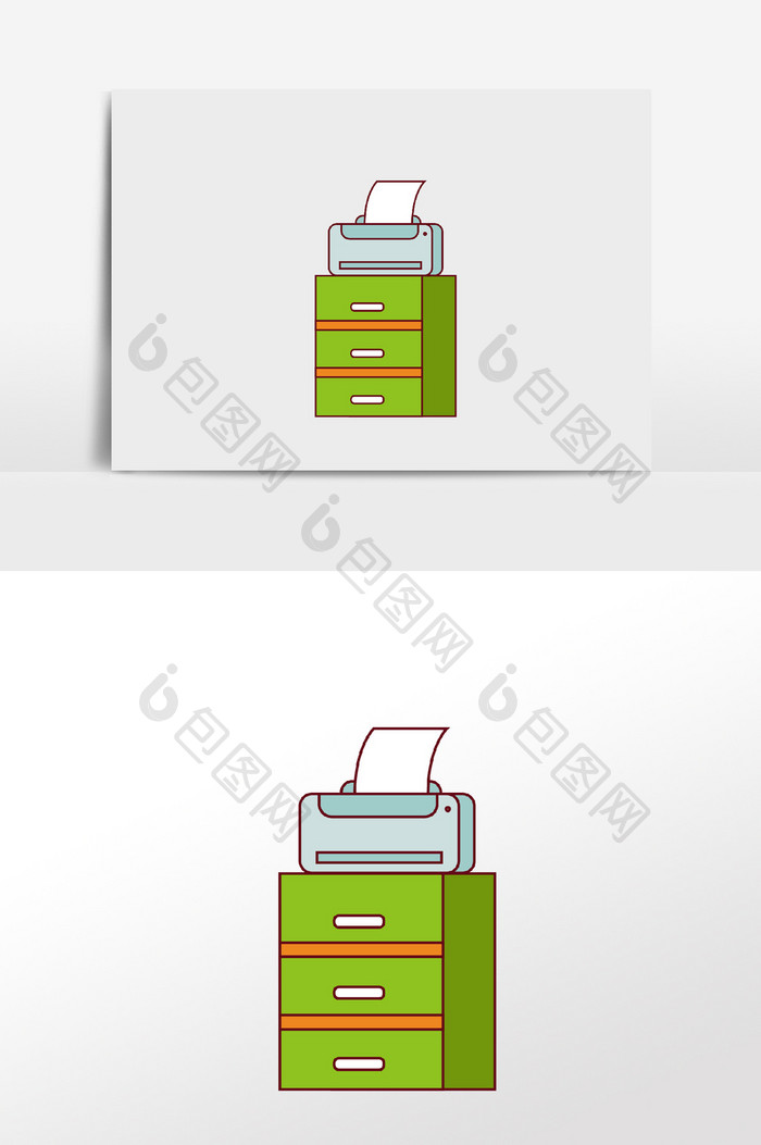 手绘办公用品打印机