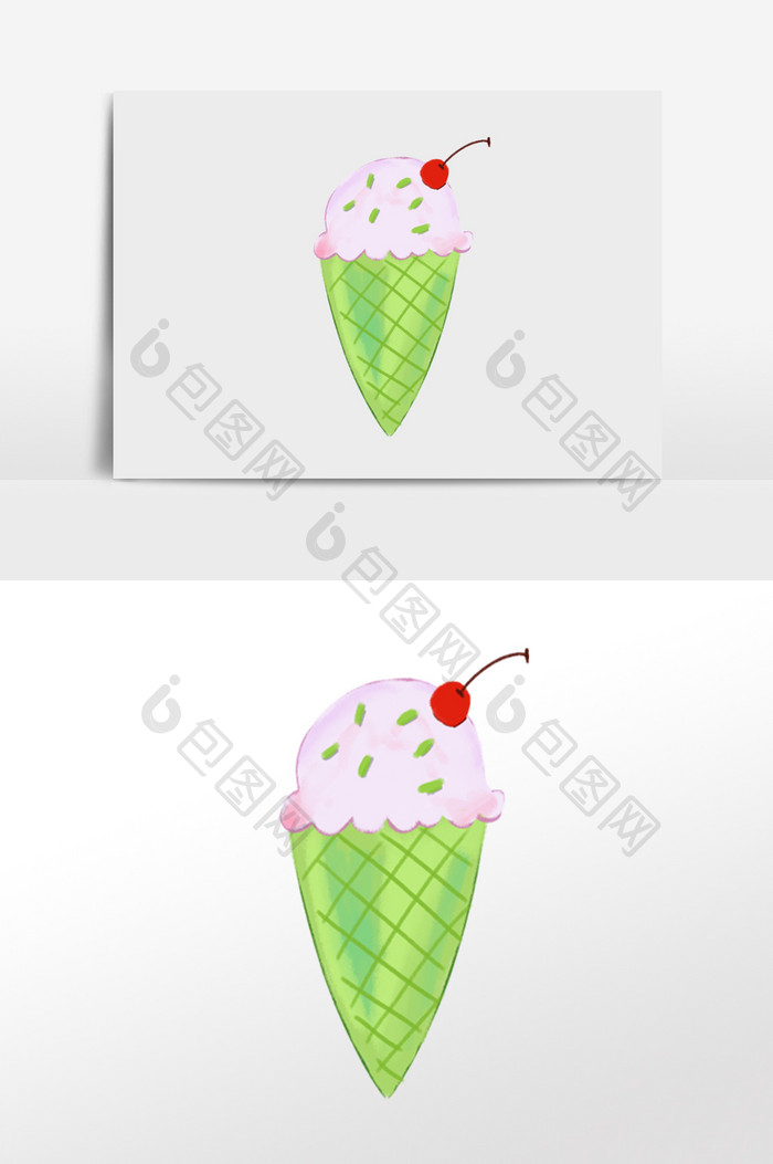 手绘插画元素夏日冰淇淋