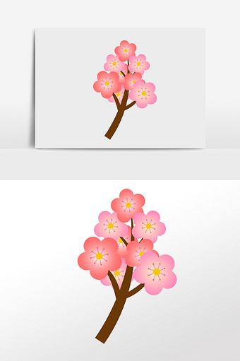 手绘桃花植物元素图片